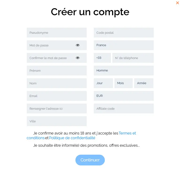 Processo di registrazione 4CROWNS CASINO